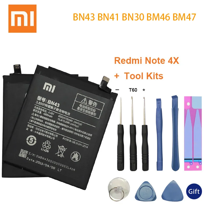 

For Xiaomi Redmi 4A Note 3 3 Pro 3 3S 3X 4X Battery Hongmi 4A 3 S 4X MTK Helio X20 Note 4 global Snapdragon 625 Bateria +Tools