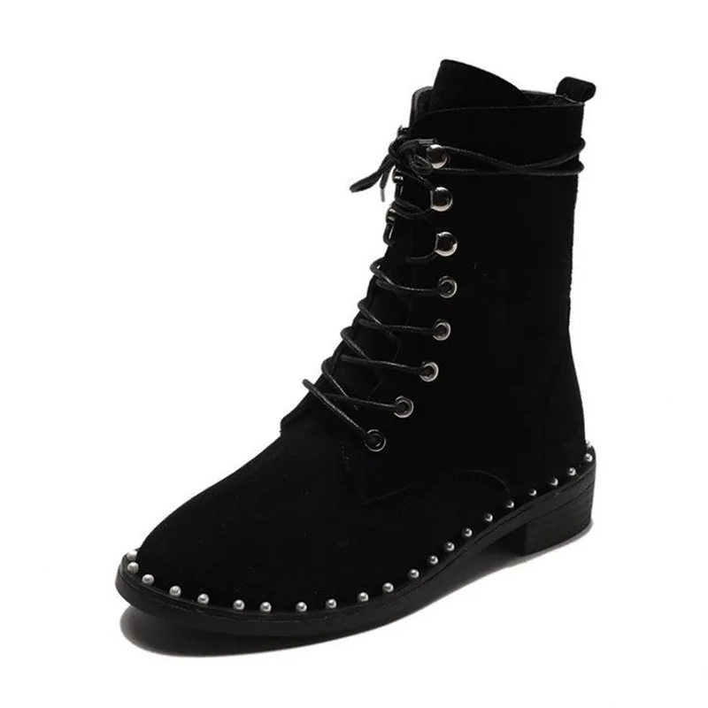 Taoffen/женские ботильоны; теплая зимняя черная пикантная Женская обувь в стиле панк; кожаная женская обувь в стиле пэчворк; Размеры 35-40