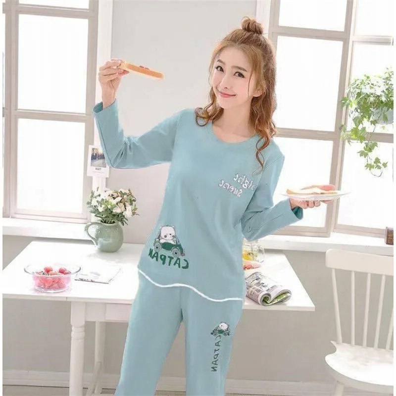 

120G Car Bear Spring And Autumn Women Pajamas Students Qmilch Sweet Casual Fashion Set Long Sleeve Tracksuit