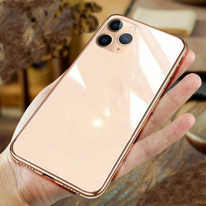 Модное закалённое стекло с покрытием чехол для iPhone 11 Pro Max XR X Xs Max 6 7 8 Plus роскошный бампер глянцевый чехол Coque Capa с логотипом