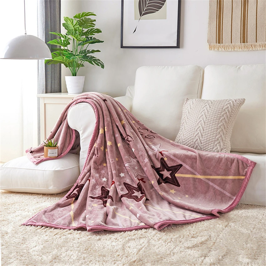 Soft Warm Coral Fleece Flannel Blankets For Beds Mink Throw Solid Color Sofa Cover Bedspread Winter Plaid Blankets - Color: F