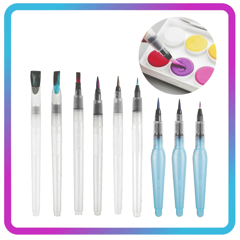 Juego de almacenamiento de agua de 9 uds, pluma de acuarela, pincel para pintar, para pintor Montessori, herramienta de pintura educativa