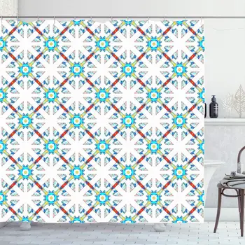

Shower Curtain for Bathroom 72x72 Beautiful Melting Colorful Pattern Ceramic Tiles Abstract Color Craft Creative Form Geometric
