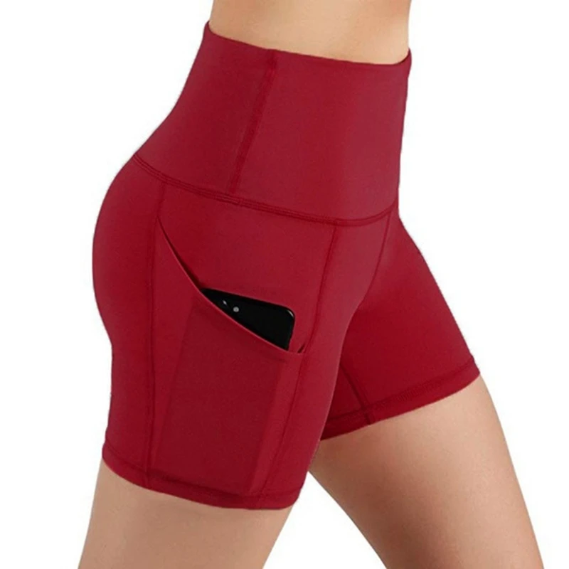 

Skinny Fitness Elastic Waist Shorts Women 2021 Spring Summer New Desigual Side Pocket Tracksuit Bottoms Slim Stretch Solid Color