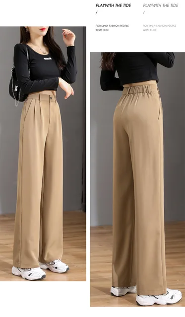 Vintage Style High Waist Dress Pants Fall Brown Pleated Wide Leg Trousers  Vintage Style Womens Office Wear Dorothy Zudora Sizes 00-18 