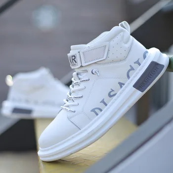 

EXCARGO Boy Student White Shoes High Top Sneakres For Mens 2020 Spring Vulcanize Sneakres Platform Male Fashion Shoes Breathable