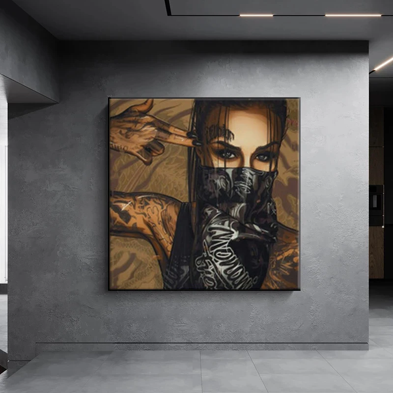 Фотография детской портретной девушки с граффити украшение для дома настенные