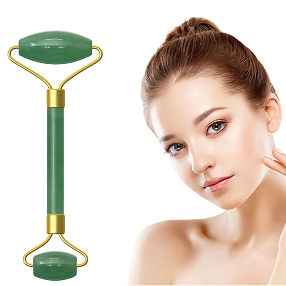 Зеленый нефритовый ролик для похудения лица Массажер лифтинг инструмент