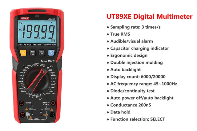 Uni-t Ut89xe Digital Multimeter; Manual Range True Rms Full-function  Anti-burn Protection Digital Display Electric Meter - Multimeters -  AliExpress