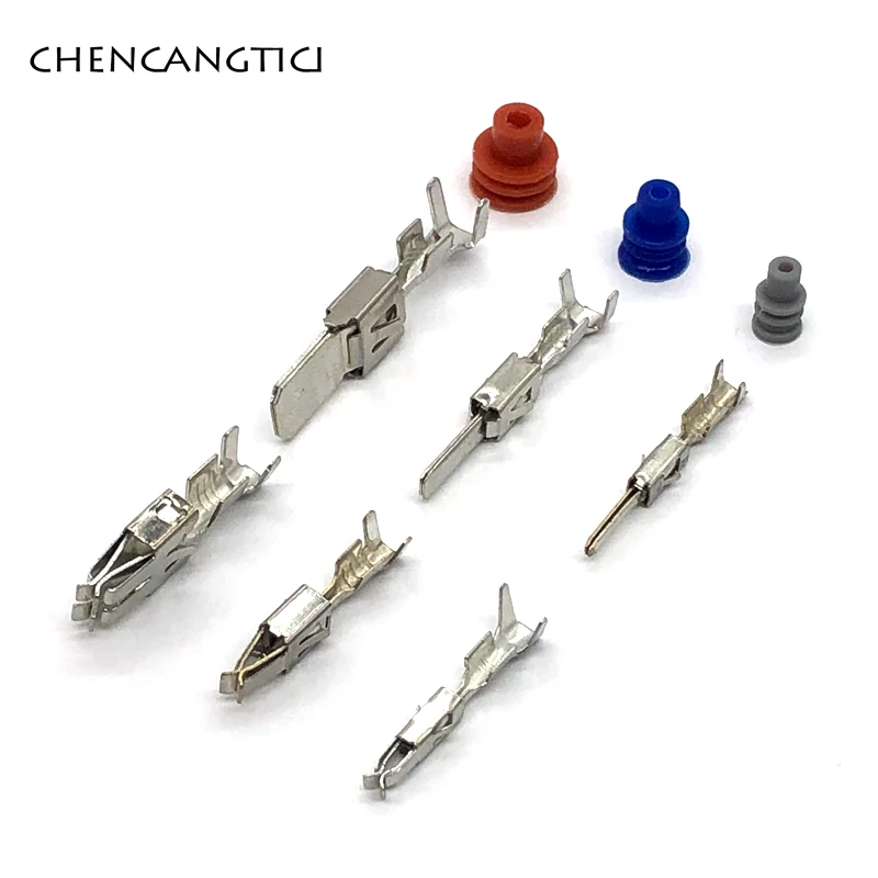 50 Pcs 1.5 3.5 6.3 MM Auto Male Or Female Crimp Wire Terminal Pins And Rubber Seals 964286-1 964274-2 964296-1 926965-1 For VW
