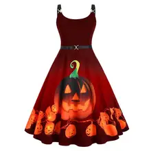 Плюс размер женское платье на Хэллоуин с круглым вырезом, Бандажное платье без рукавов, винтажное платье, страшные костюмы на Хэллоуин для женщин W