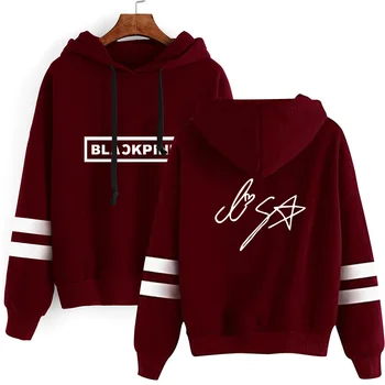 

New Korean Kpop BLACKPINK Hoodie Sweatshirt 2019 Exclusive Long Sleeve Autumn and Winter Hoodie Women Fashion Striped Hooded Top