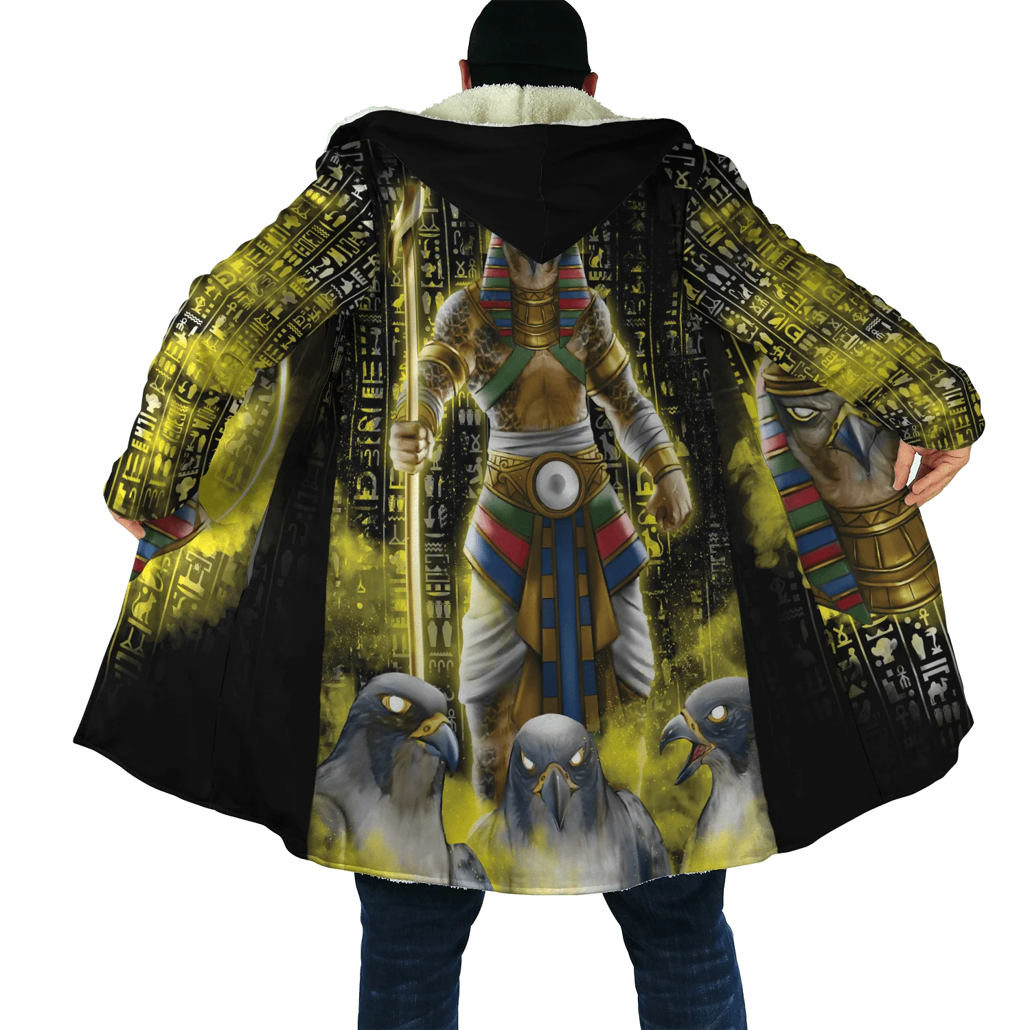 Winter Herren Mit Kapuze mantel Alte Ägypten Augen Von Horus 3D Druck Fleece wind breaker Unisex Casual Dicke Warme Kapuze mantel PF20 – Detail 17