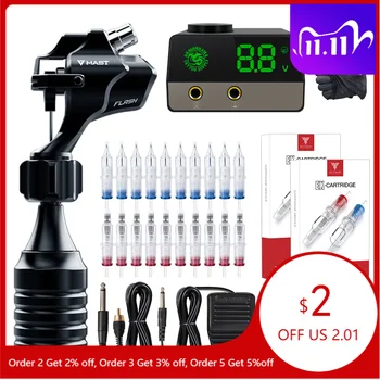 

Mast Flash Tattoo Machine Kit Powerful Motor Tattoo Rotary Makeup LCD Power Cartridge Needles Supplies