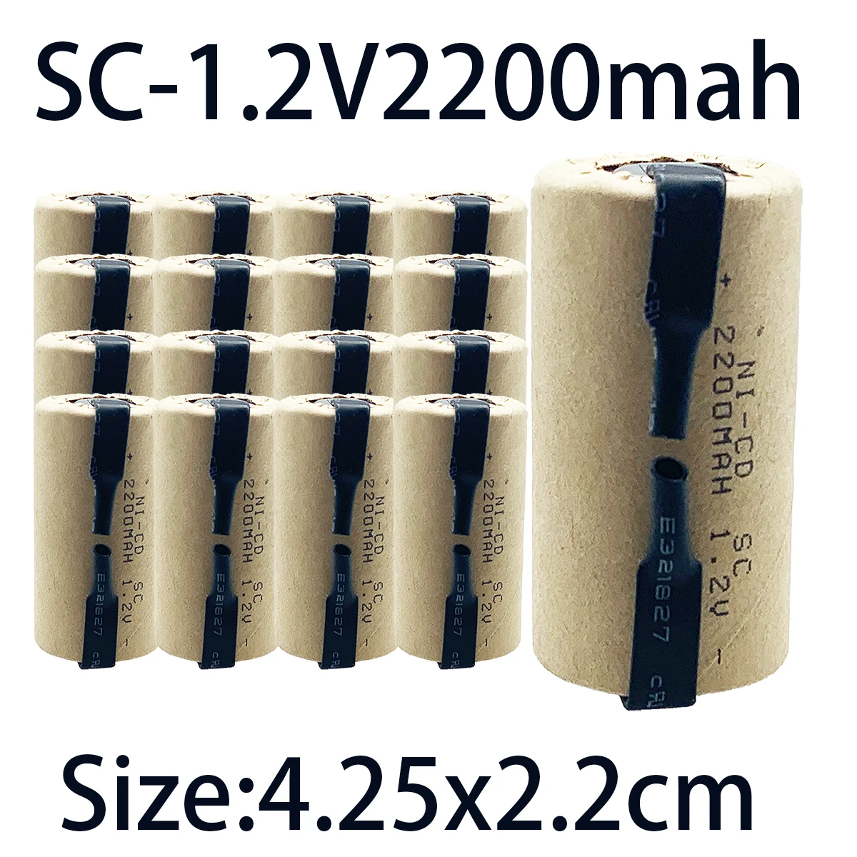 Batería recargable NICD de 2200mAh para destornilladores, pestañas de soldadura SC, batería sub C para taladros inalámbricos, 1,2 V para hitachi