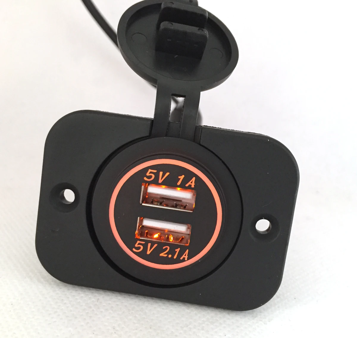 Автомобильное зарядное устройство DIY 12 в 24 В с двумя usb-портами, панель питания 1А и 2.1A для Iphone, автомобильная лодка, морской мобильный светодиодный светильник, синий, красный, зеленый, оранжевый - Название цвета: Оранжевый