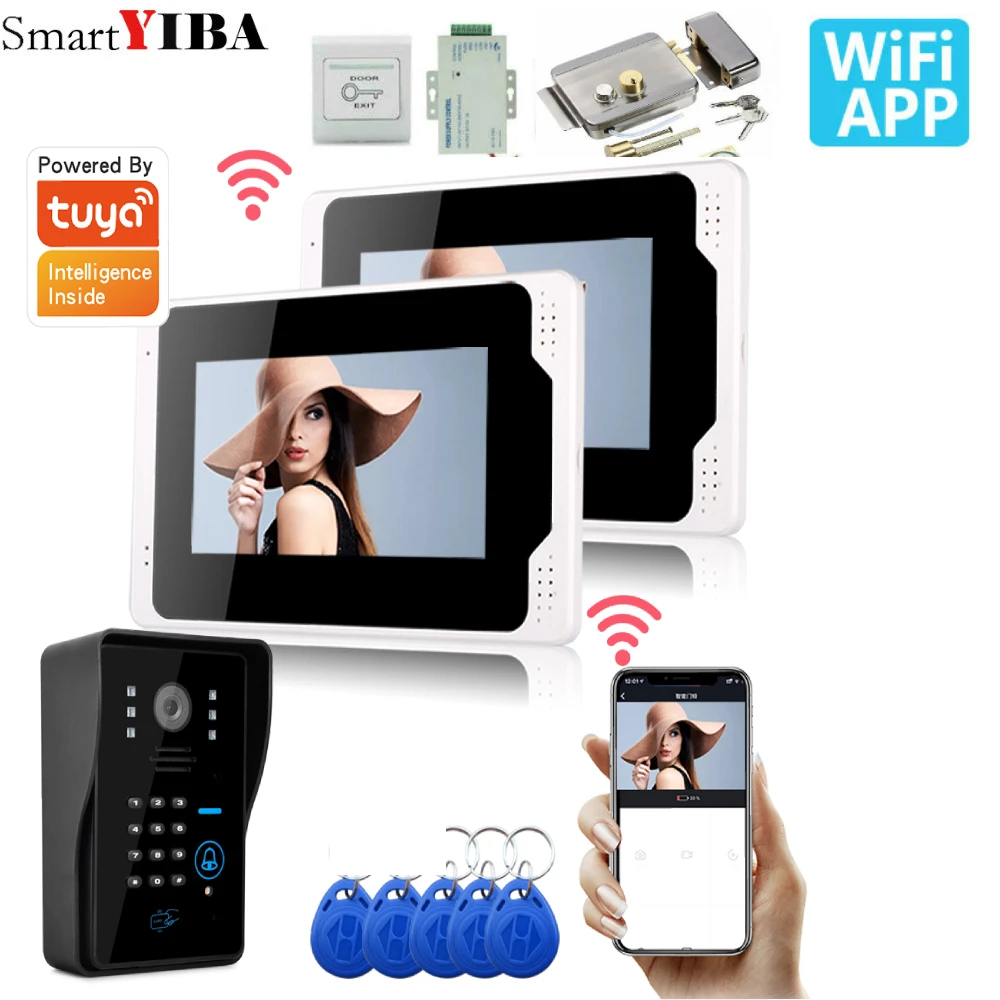 

Видеодомофон с Wi-Fi и RFID-паролем, 7 дюймов, 1-2 монитора