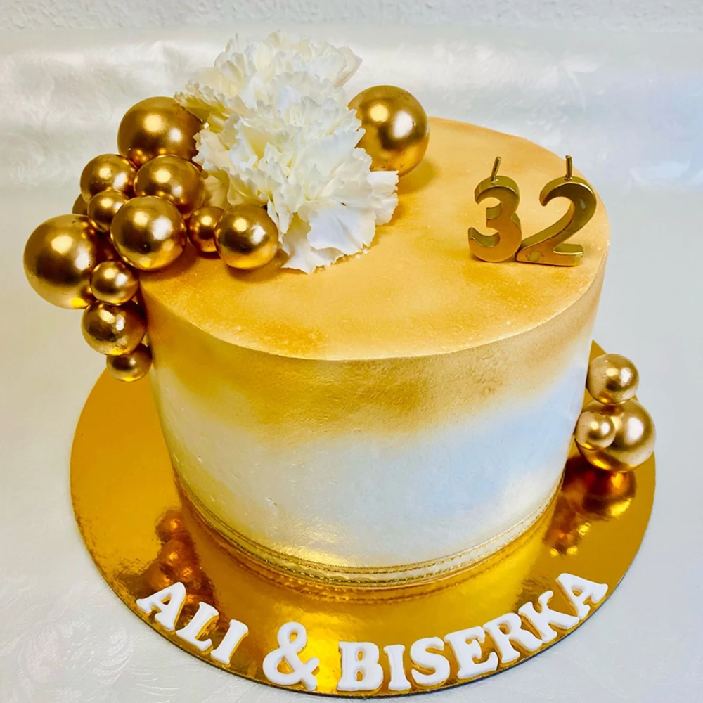Boule de décoration de gâteau en mousse dorée et argentée, 60 pièces, choix  de cartes à Dessert, drapeau, décoration de gâteau pour fête prénatale,  mariage, anniversaire - AliExpress