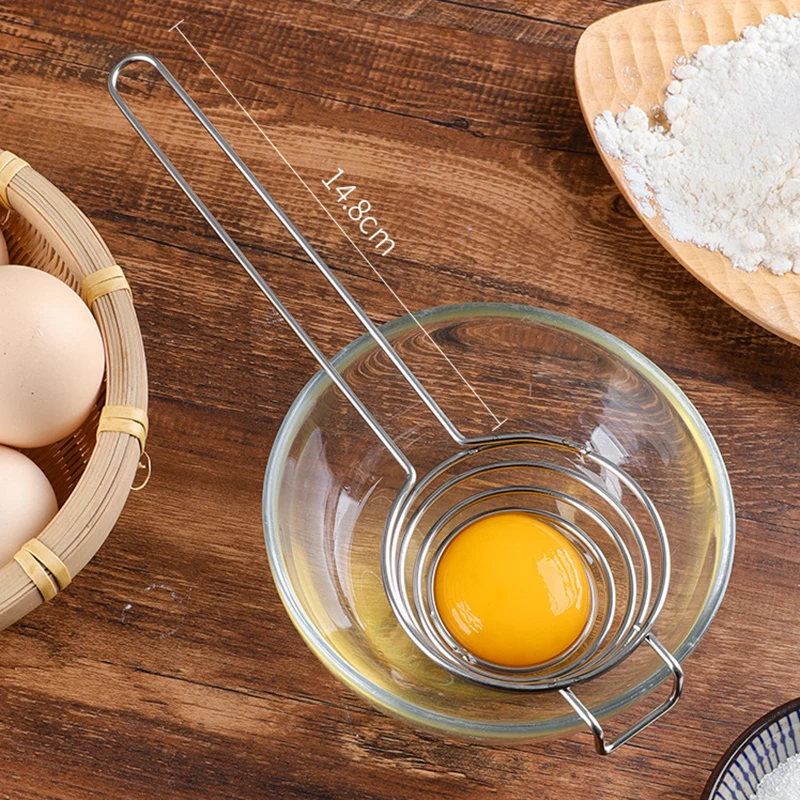 Portable spiral stainless steel egg white separator egg yolk separator long handle household tools kitchen accessories Egg Separator