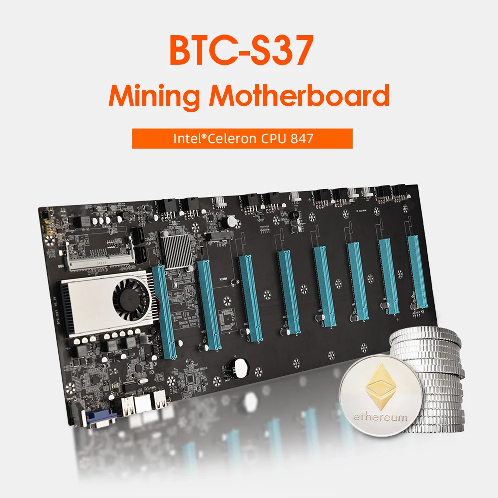 BTC-S37 Pro Mining Motherboard 8 PCIE 16X Graph Card SODIMM DDR3 SATA3.0 Support VGA + HDMI-Compatible for BTC Miner Machine | Компьютеры