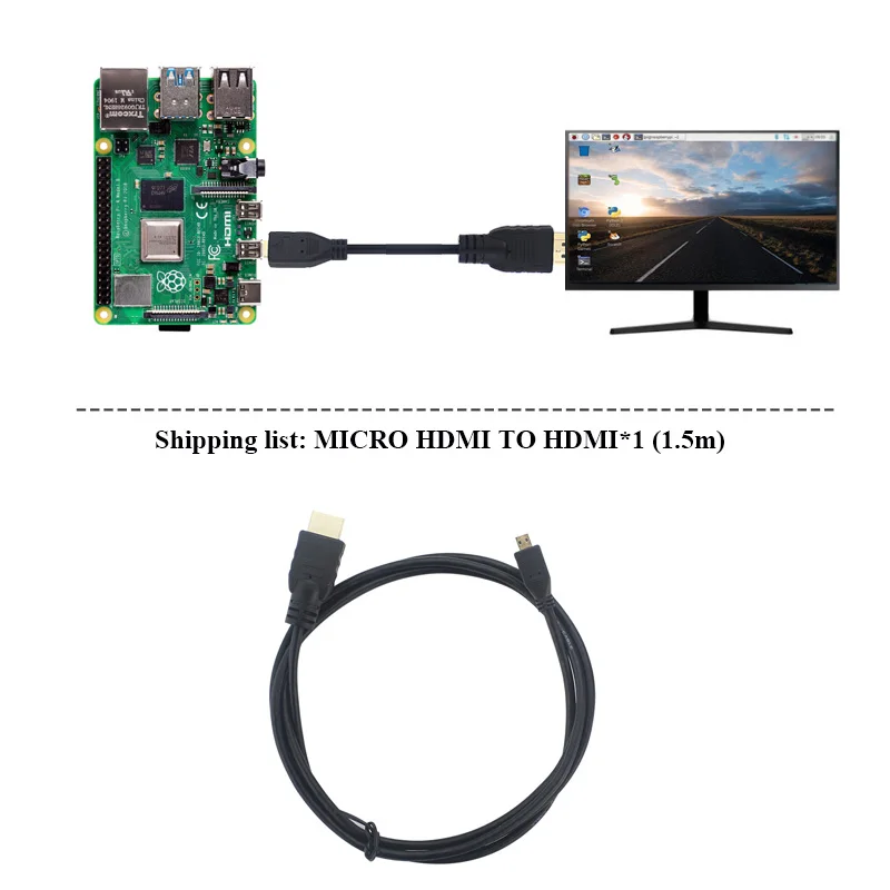 Raspberry Pi 4B Micro HDMI на видеокабель HDMI Поддержка 4K HDMI адаптер Шнур для планшета HDTV Android телефон Raspberry Pi 4B 1,5 M