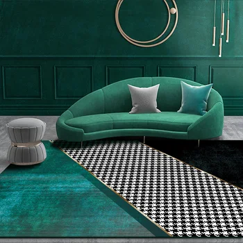 

Fashion Nordic modern minimalist dark green black houndstooth stitching kitchen living room bedroom bedside carpet floor mats