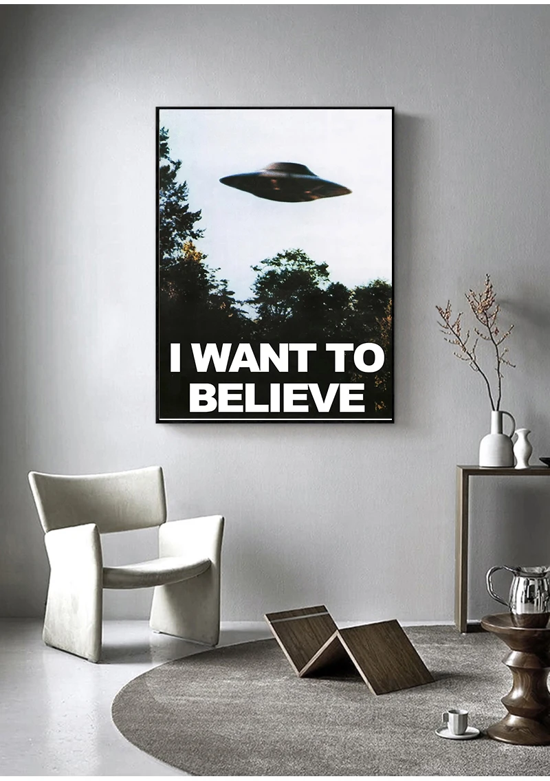 Canvas Painting Decorative Picture Home Decor I WANT TO BELIEVE - The X Files Art Silk Or Canvas UFO TV Series Print