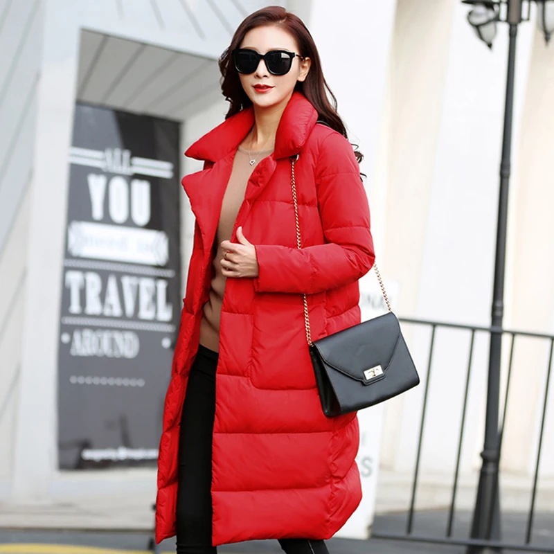 Пуховик женский длинный теплый 90% утиного пуха в Корейском стиле 0190808 YY2212 2020 |