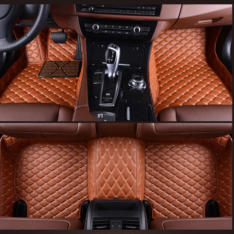 

Custom car floor mats for Ford explorer 5 ecosport kuga focus mk2 fiesta mk7 taurus Waterproof leather Anti-slip carpet