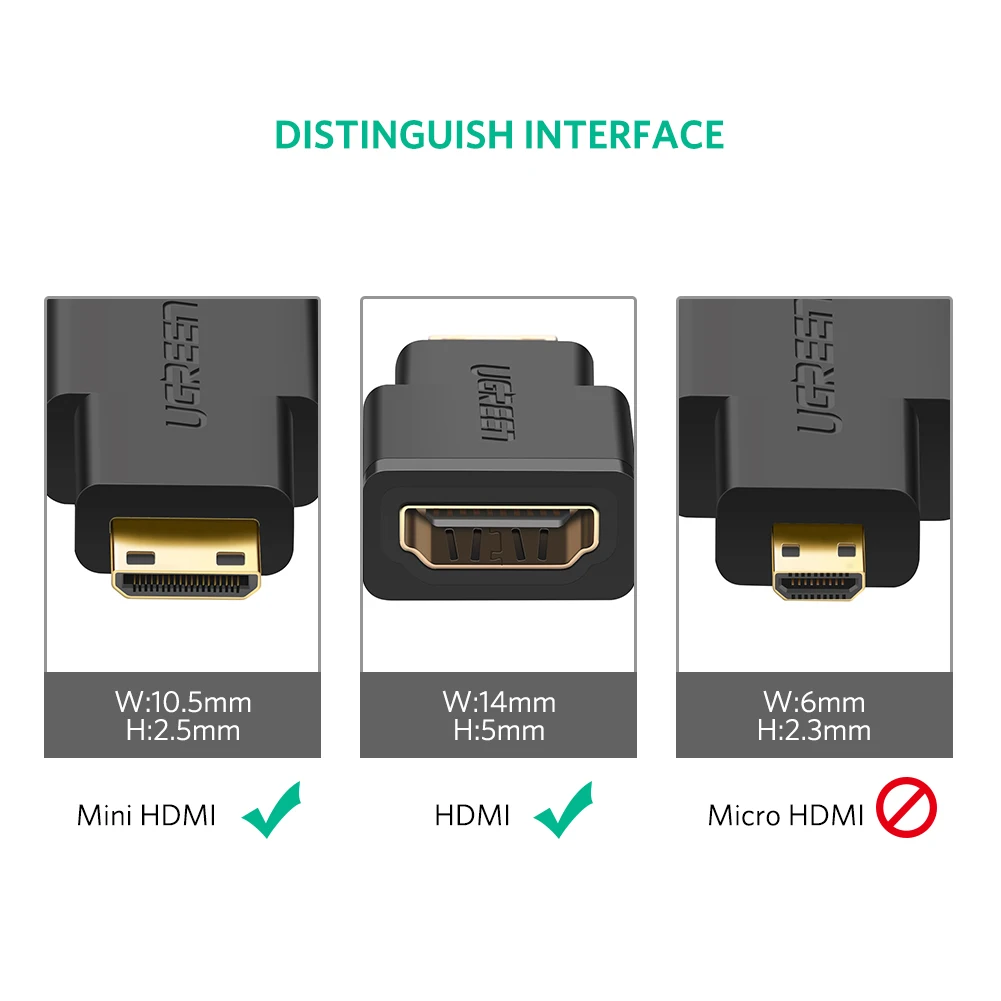 Ugreen 3 в 1 мини hdmi мужчина микро-hdmi мужчина к hdmi женский конвертер адаптер для планшет пк мобильный телефон hdmi адаптер