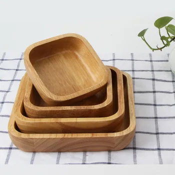 

Square Natural Wooden Bowl Durable Thicken Salad Bowls Fruit Meal Bread Holder Tableware Kitchen Accessories