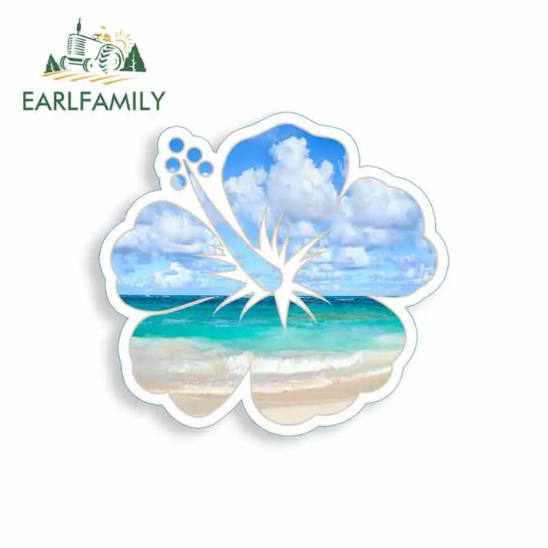 

EARLFAMILY 13cm x 13cm for Hibiscus Flower Sticker Beach Car Stickers Vinyl JDM Bumper Trunk Truck Graphics Waterproof Anime