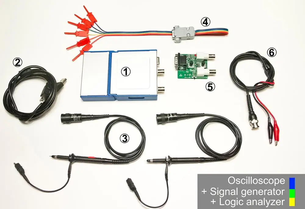 LOTO USB/PC Oscilloscope OSC482, 50MS/s, BW20MHz, 2-channel/Oscilloscope/Signal  Generator/Logic Analyzer/8~13 bit Resolution