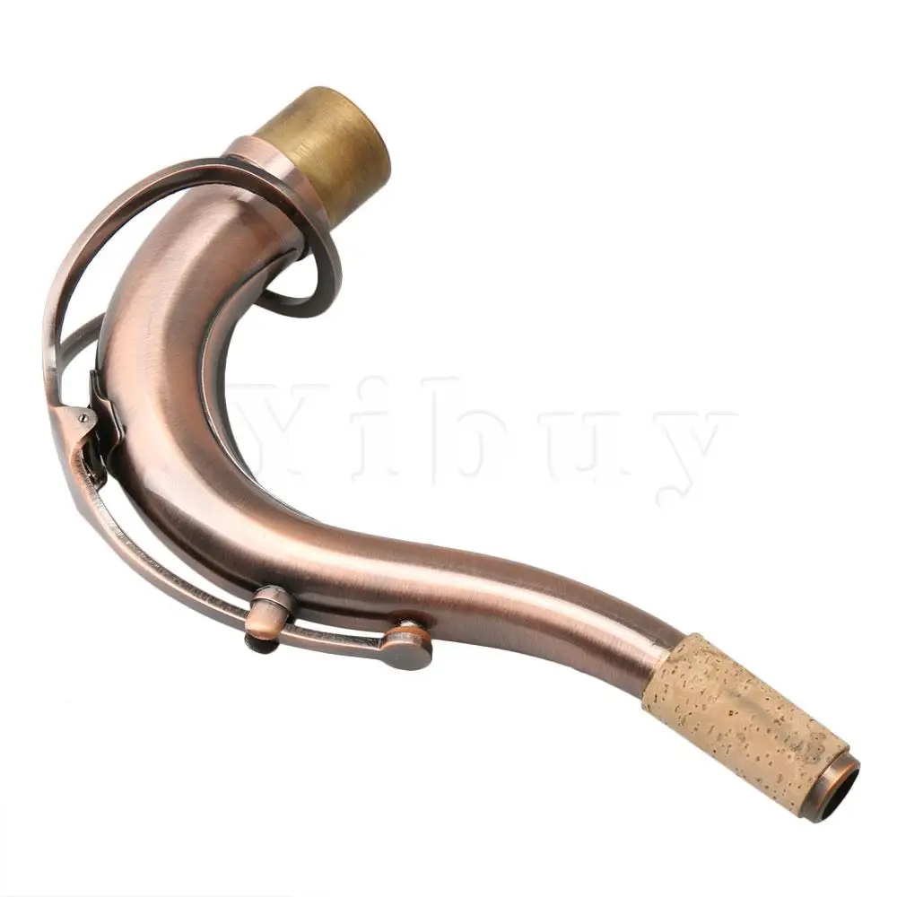 Yibuy Tenor B-плоский саксофон изгиб шеи латунный материал мундштук части Ретро Красный