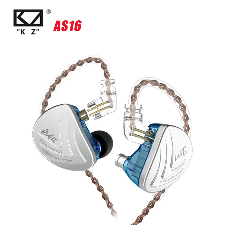 

Original KZ AS16 Wired Earphone In-Ear Noise-cancelling Acoustic Technology HiFi Moving Iron High-Frequency Sensitivity Earphone