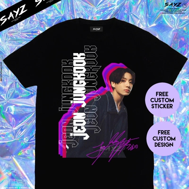 Футболка Kaos Jungkook корейский стиль Kpop kaos на заказ kpop уличная одежда для мужчин и