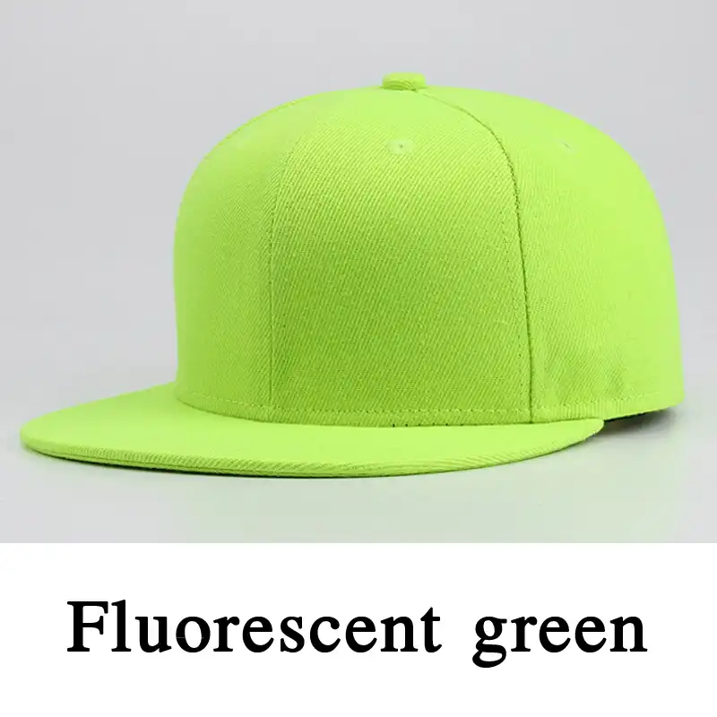 bright green baseball cap