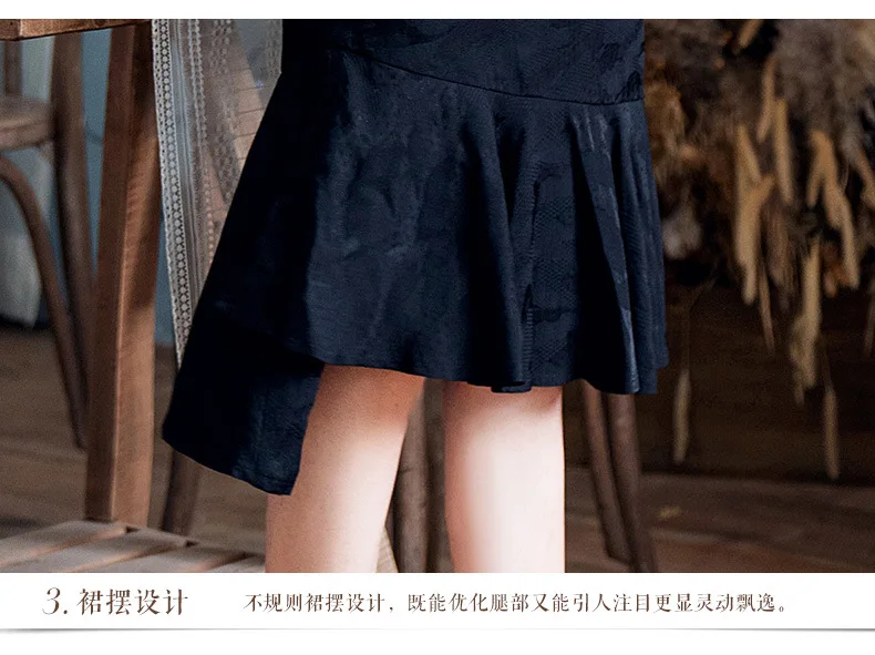 Manufacturers Direct Selling Summer New Style Women's Jacquard Improved Retro Mid-length Fishtail Cheongsam Dress 90293
