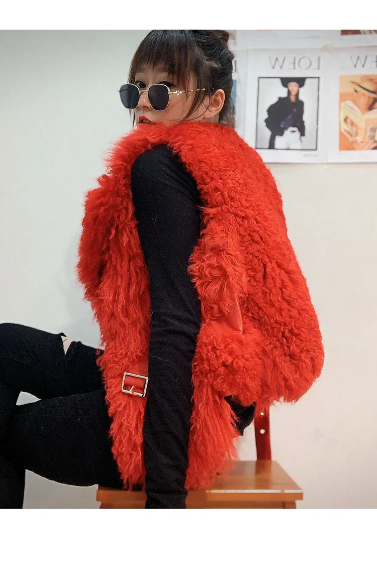 genuine leather women vest new arrival winter long fur T wool short paragraph Slim wild thin vest jacket