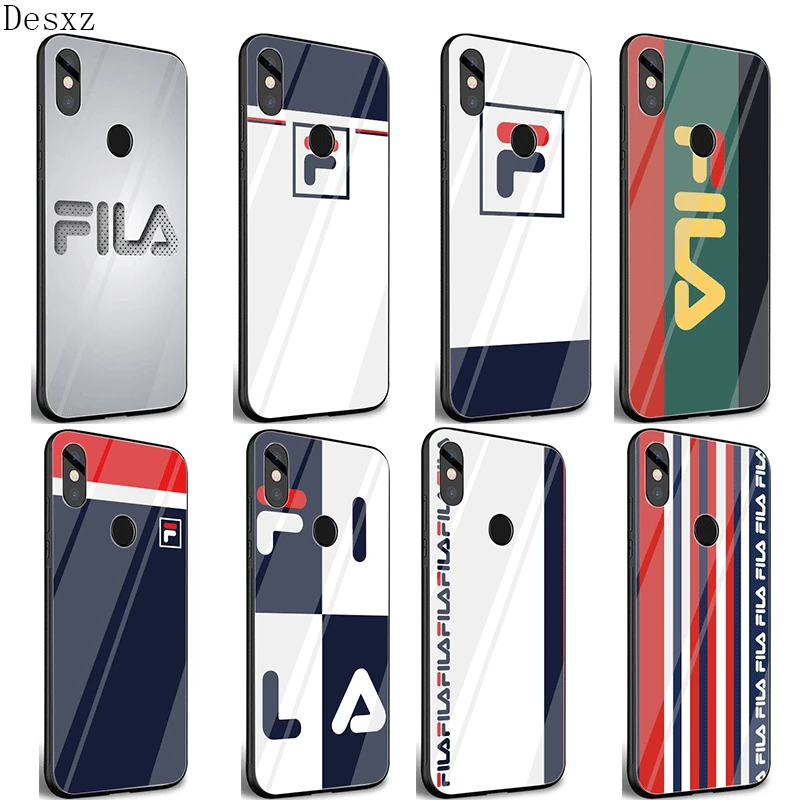 

Bag Shell Glass Phone Case For Xiaomi Mi F1 A1 A2 5X 6X Redmi Note 5 6 7 Pro 6A 4X Cover FILA LOGO