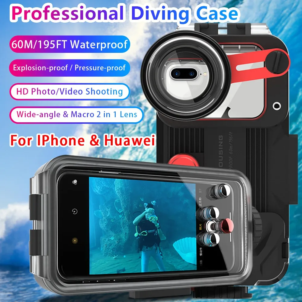 Для HUAWEI P30/ MATE 30/ P20 PRO /P30 PRO/MATE 20 30 Защитный Водонепроницаемый чехол 60M/195ft для