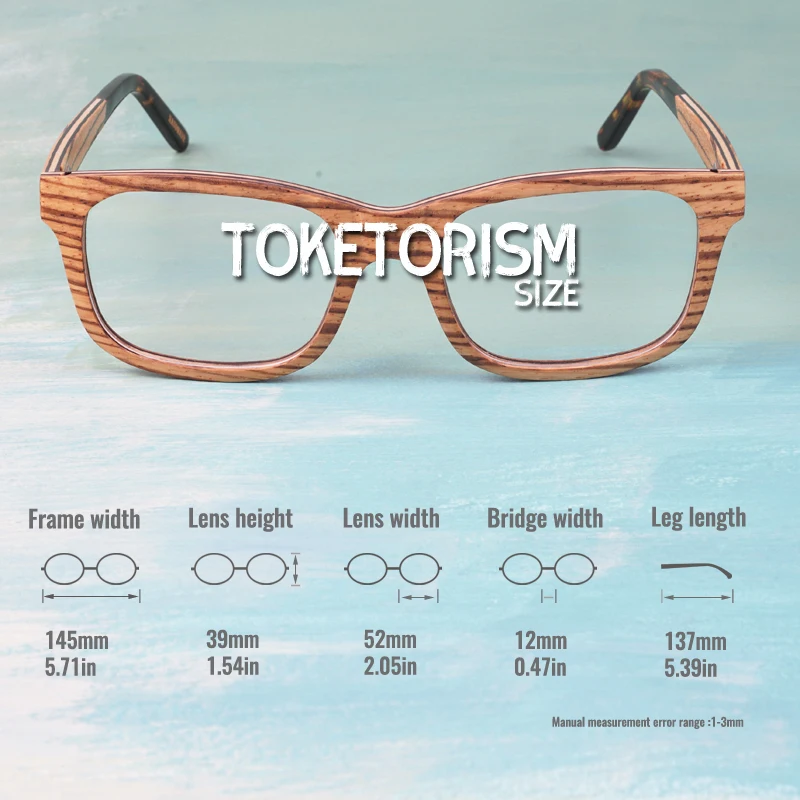 Toketorism винтажные деревянные оправы для очков для мужчин и женщин квадратные очки ручной работы Зебра деревянные очки с прозрачными линзами 4106