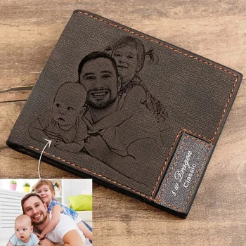 

Personalized Wallet Gifts Custom Picture Wallet Men Short Leather Ultra-Thin Fashion Image Quote Photo Purse Father's Day Gift