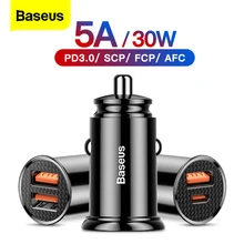 Baseus-cargador USB 4,0 de carga rápida para coche, cargador de teléfono de carga rápida de 30W, 3,0, para xiaomi Mi9, Huawei, supercarga SCP, QC4.0, QC3.0, PD, USB C