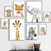 Éléphant zèbre renard lapin ours girafe Safari Art mural impression toile peinture nordique affiche mur photos bébé enfants chambre décor ► Photo 2/6