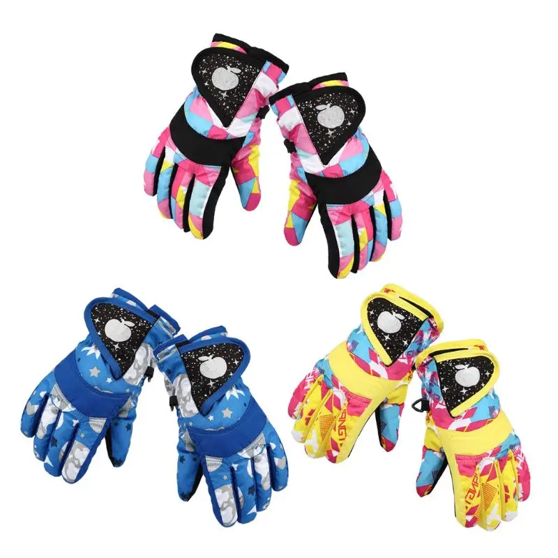 

Waterproof Winter Skiing Snowboarding Gloves Warm Mittens For Kids Full-Finger Gloves Strap for Sports, Skiing, Cycling