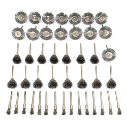 Jeu de brosses à roue en acier inoxydable, 45 pièces, brosses de polissage, Mini perceuse, outils rotatifs pour Dremel 