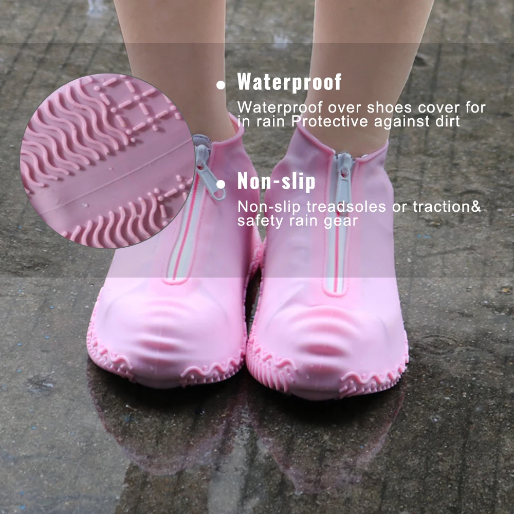 Outdoor Thickened Camping Slip-resistant Boot Reusable Silicone Shoe Cover Waterproof Rain Cases Rubber Zipper |