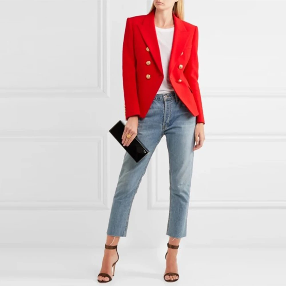 

Autumn Women's Blazer Red Double Breasted Jacket Office Lady Long Sleeve Fashion Blazers Spring Elegant Female Outwear