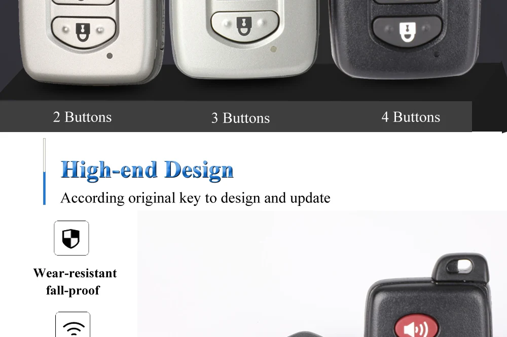 Keyforkess 10 pezzi di ricambio 2/3/4 pulsanti chiave Shell per Toyota Toyota Prius Land Cruiser Avalon Prado custodia per chiave a distanza per auto - H516219649e6849c7badc0c4b7a9f00a6y